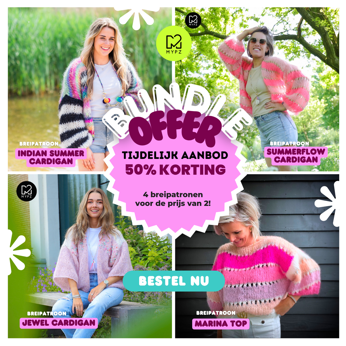 Paket med stickmönster – Colourful Summer Edition (ENG-NL-DE)