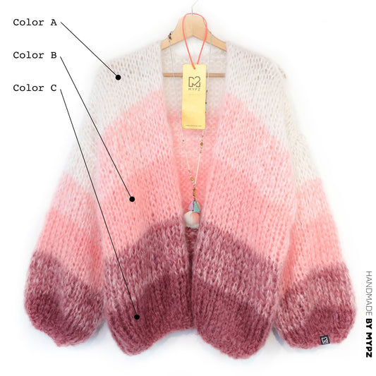 Design your own kit - Knitting Kit MYPZ Chunky Mohair Cardigan Gradient No.15 (ENG-NL-DE)