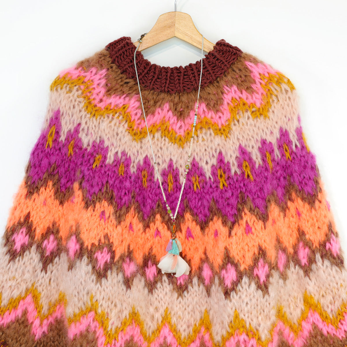 Stickningskit - MYPZ Chunky Topdown mohairponcho Brownberry nr 12 (ENG-DE-NL-ES-FR-IT-DA-SV-NO)