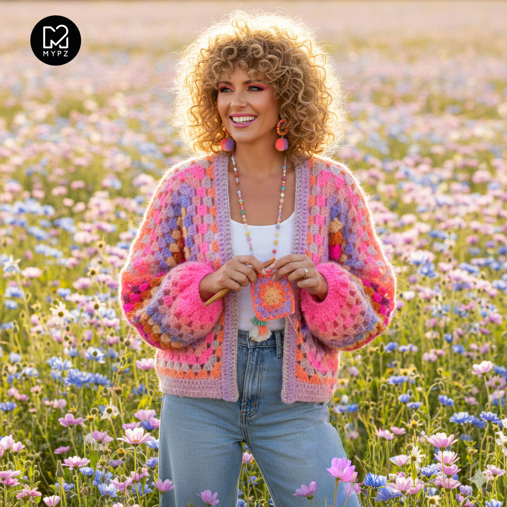 Crochet kit - MYPZ Hexagon Cardigan Pink Vibes (ENG-NL-DE-FR-ES
