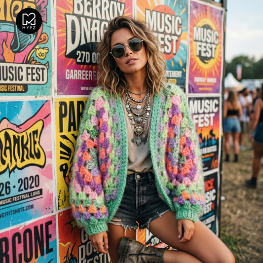 Crochet pattern - MYPZ Chunky Hexagon Cardigan Pistachio (ENG-NL-DE)