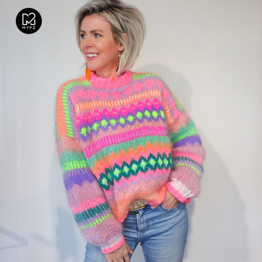 Knit pattern – Chunky Mohair Pullover Pink Sugar No.6 (ENG-NL-DE)