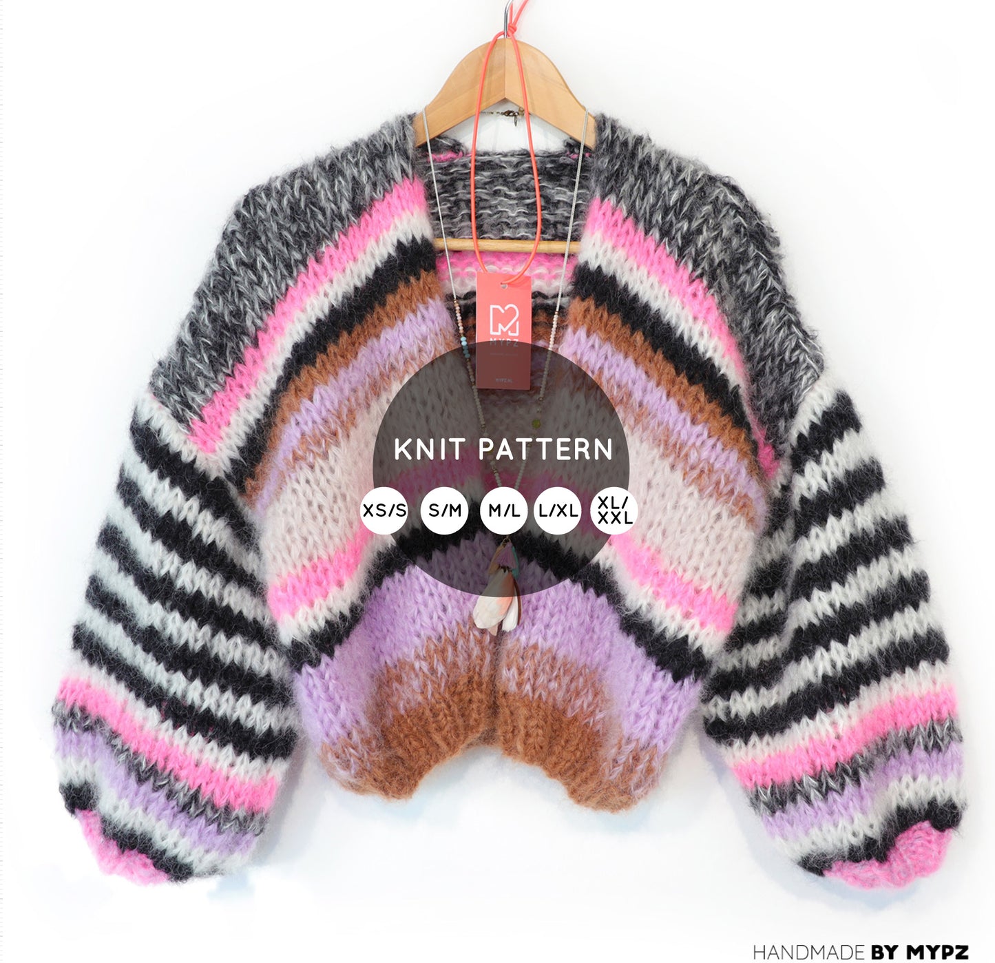 Knit pattern – Short Chunky Mohair Cardigan Alex No.12 (ENG-NL-DE)