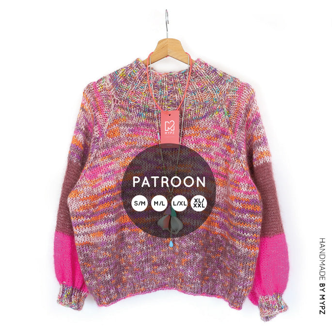 Breipatroon – MYPZ Raglan top-down trui Pinky brown No6 (ENG-NL)