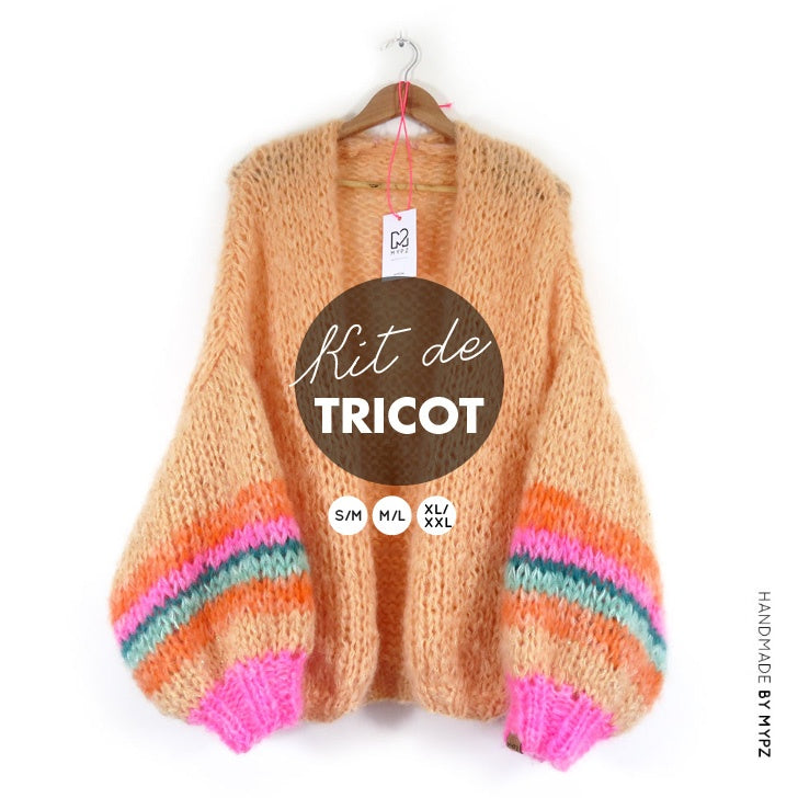 MYPZ kit de tricot Modèle de tricot VESTE EN GROSSE MAILLE EN TWEED