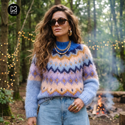 MYPZ Chunky top-down-mohairtröja blåbär