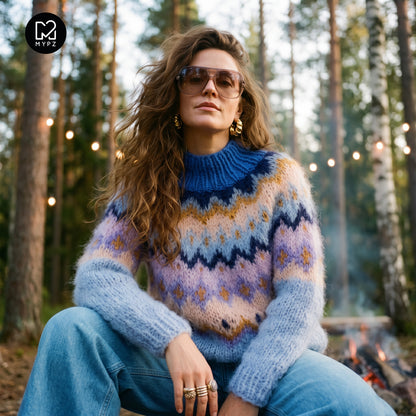 MYPZ Chunky top-down-mohairtröja blåbär