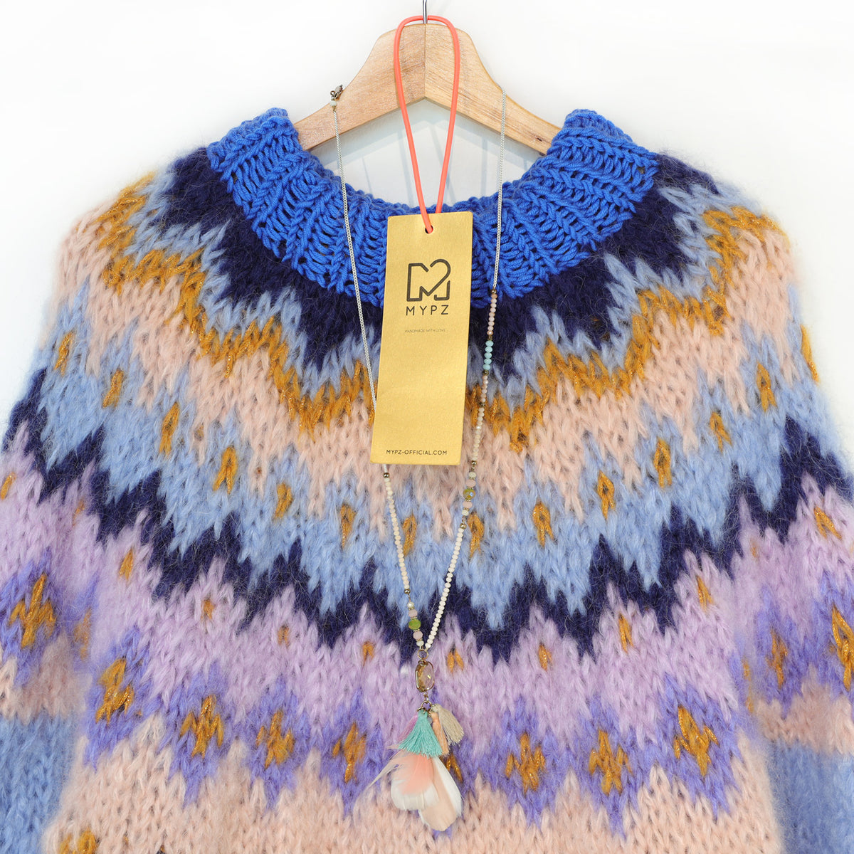 MYPZ Chunky top-down-mohairtröja blåbär