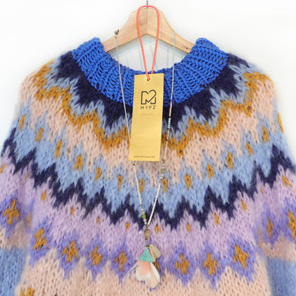 MYPZ Chunky top-down-mohairtröja blåbär