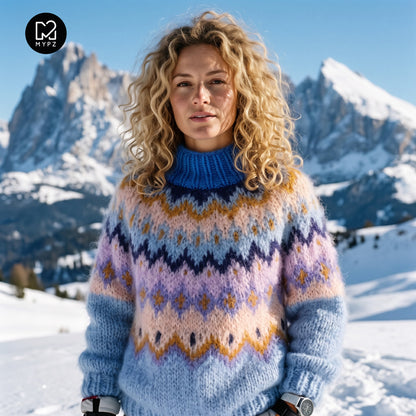 MYPZ Chunky top-down-mohairtröja blåbär