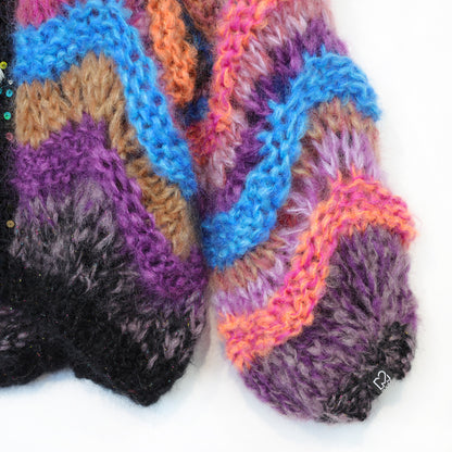Stickmönster – Kort chunky mohairkofta Maple Wave nr 12 (ENG-DE-NL-ES-FR-IT-DA-SV-NO)
