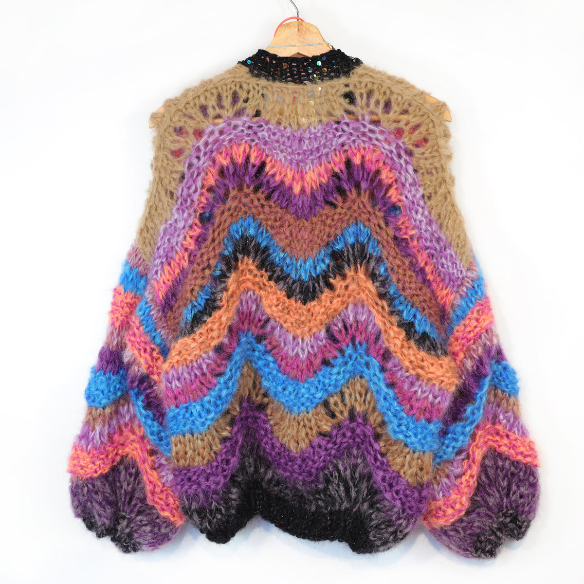 Stickmönster – Kort chunky mohairkofta Maple Wave nr 12 (ENG-DE-NL-ES-FR-IT-DA-SV-NO)