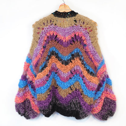 Stickmönster – Kort chunky mohairkofta Maple Wave nr 12 (ENG-DE-NL-ES-FR-IT-DA-SV-NO)