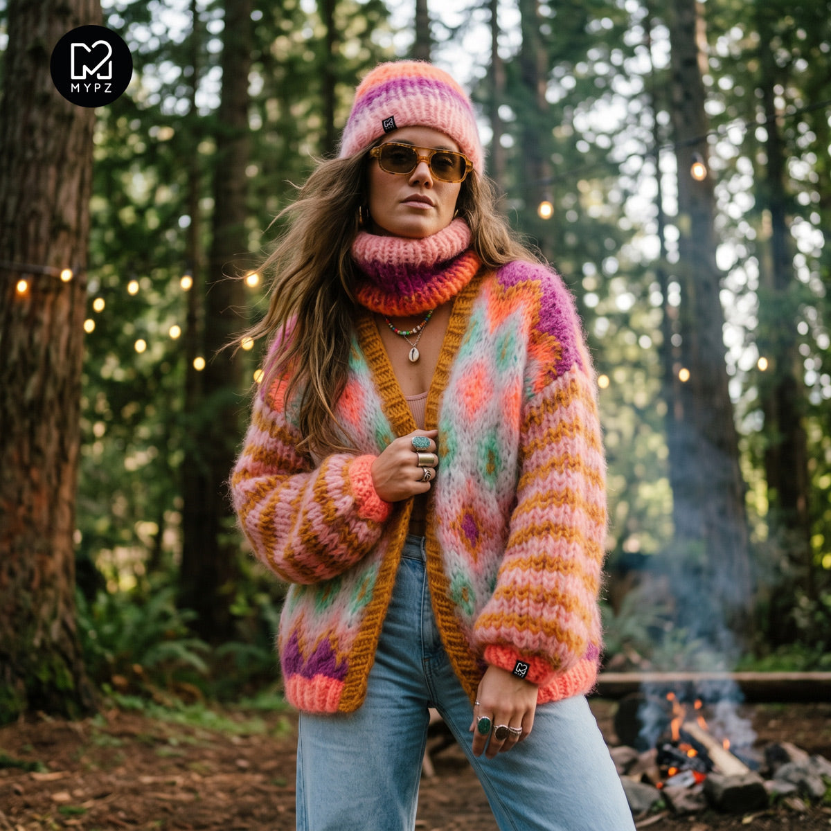 Stickmönster – Chunky Mohair-jacka Flora nr 12 (ENG-DE-NL-ES-FR-IT-DA-SV-NO)