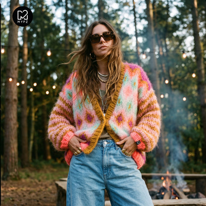 Stickmönster – Chunky Mohair-jacka Flora nr 12 (ENG-DE-NL-ES-FR-IT-DA-SV-NO)