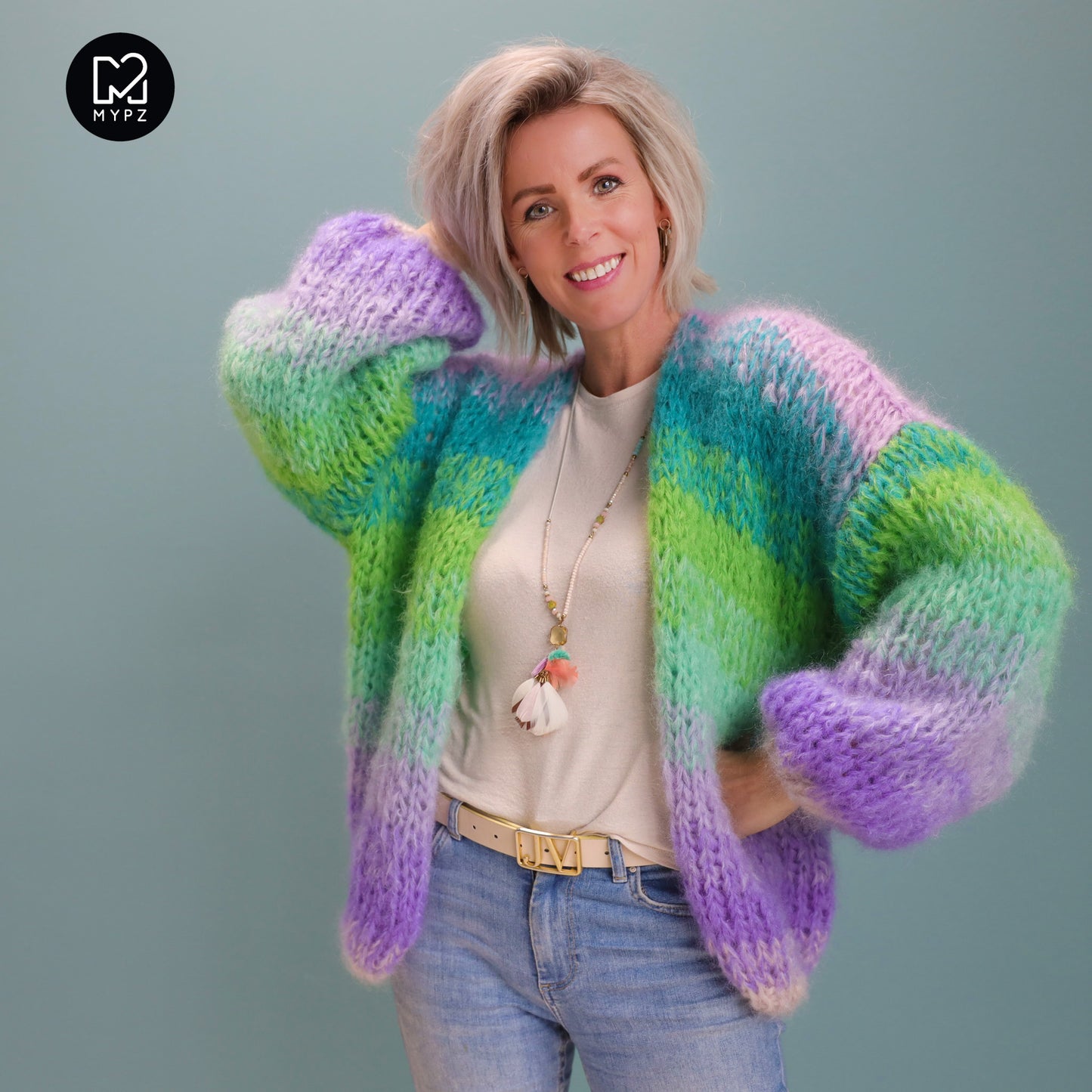 MYPZ Chunky Mohair Cardigan Green Valley