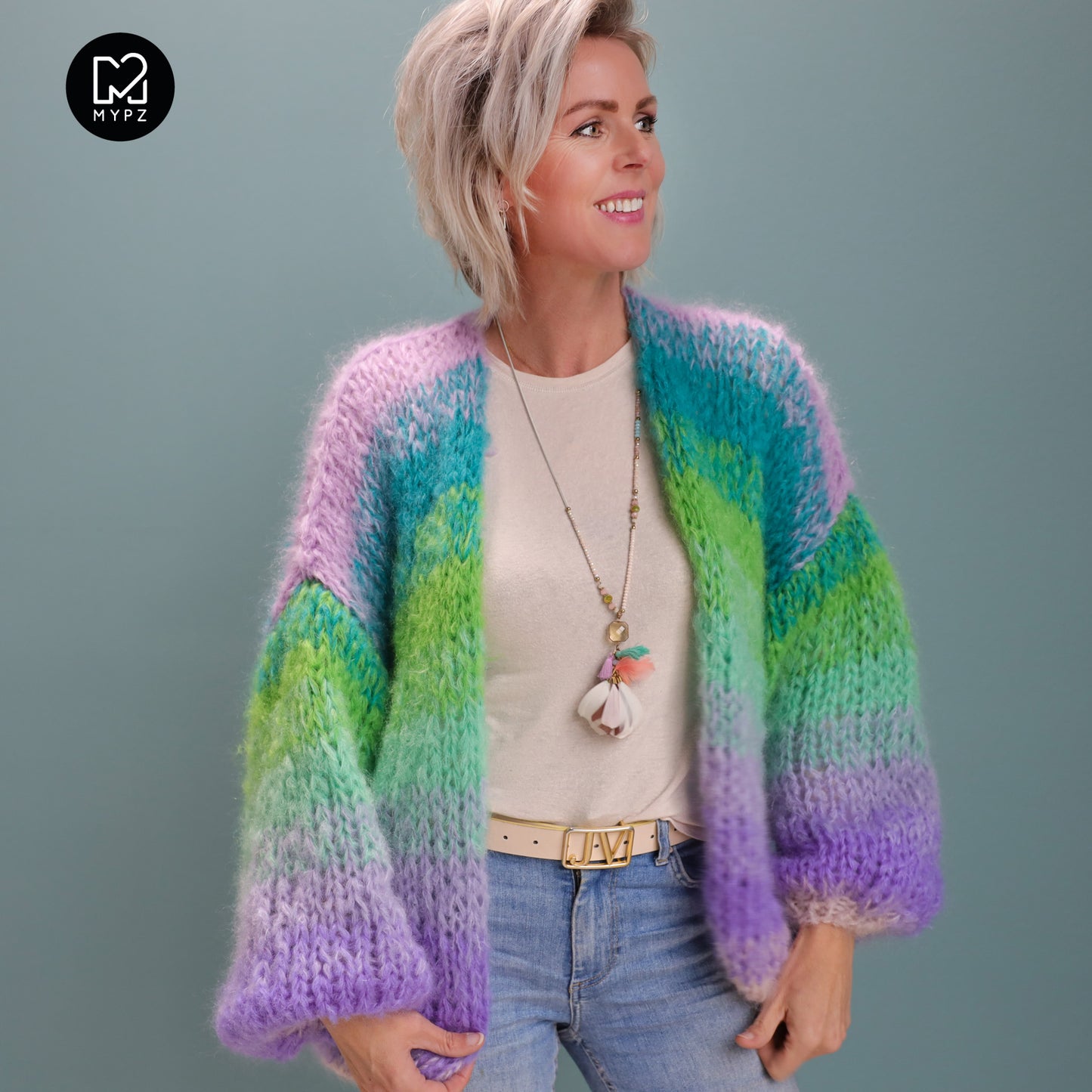 MYPZ Chunky Mohair Cardigan Green Valley