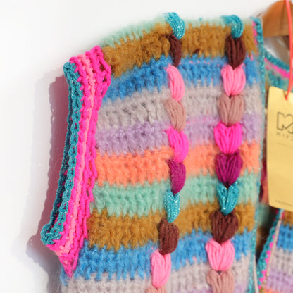 Crochet kit - Chunky Mohair-merino vest Heartbeat (ENG-NL-DE-FR)
