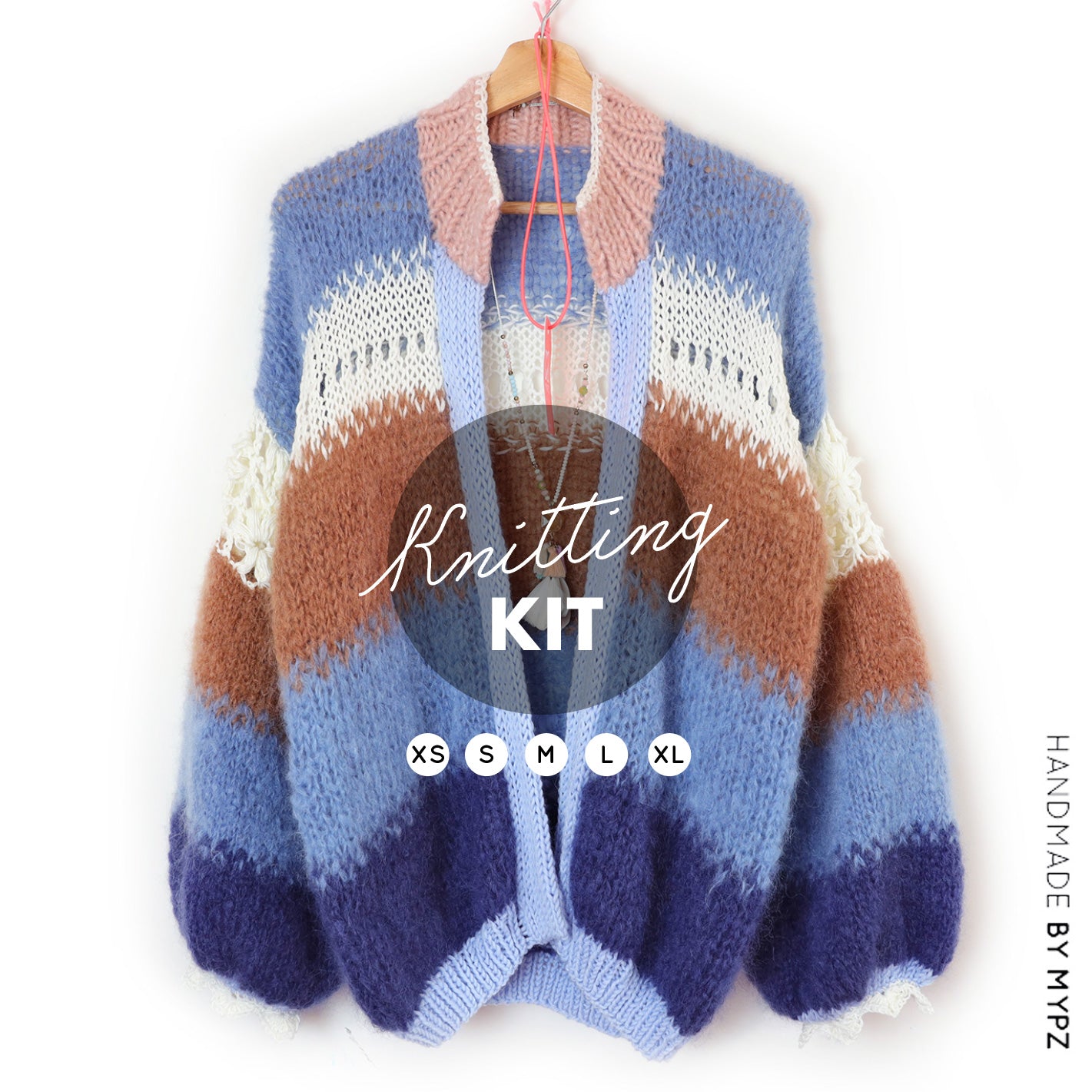 Knitting Kit – MYPZ Light Mohair Cardigan Blue Pop No.9 (ENG-NL)