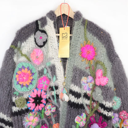 Chunky Mohair cardigan Roses