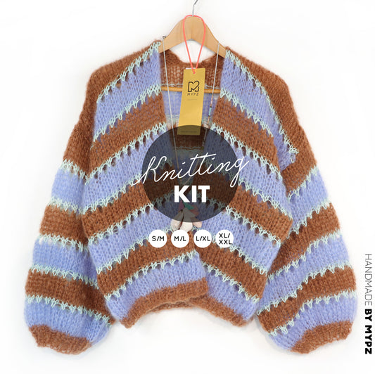 Knitting kit – MYPZ Light Mohair Cardigan Royal Coco Glam No10 (ENG-NL-DE)