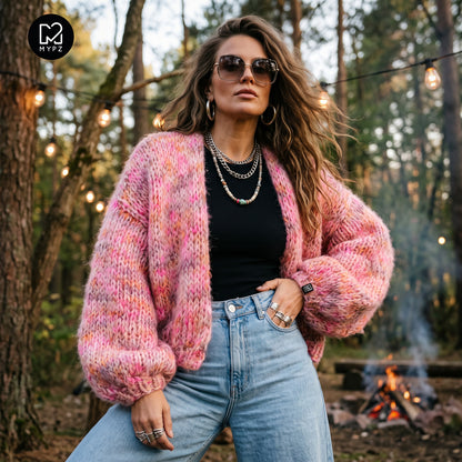 Stickmönster – MYPZ kort chunky-kofta i alpacka-mohair Pecan Dream nr 15 (ENG-DE-NL-ES-FR-IT-DA-SV-NO)