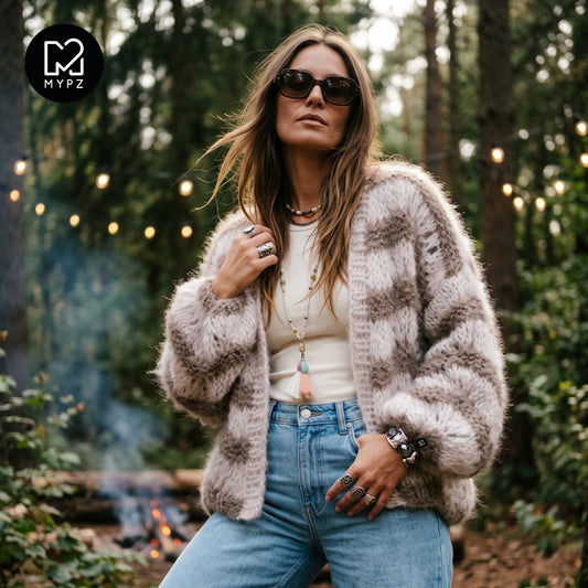 Knit Pattern – Short Chunky Mohair Cardigan Stonies Wave No.12 (ENG-DE-NL-ES-FR-IT-DA-SV-NO)