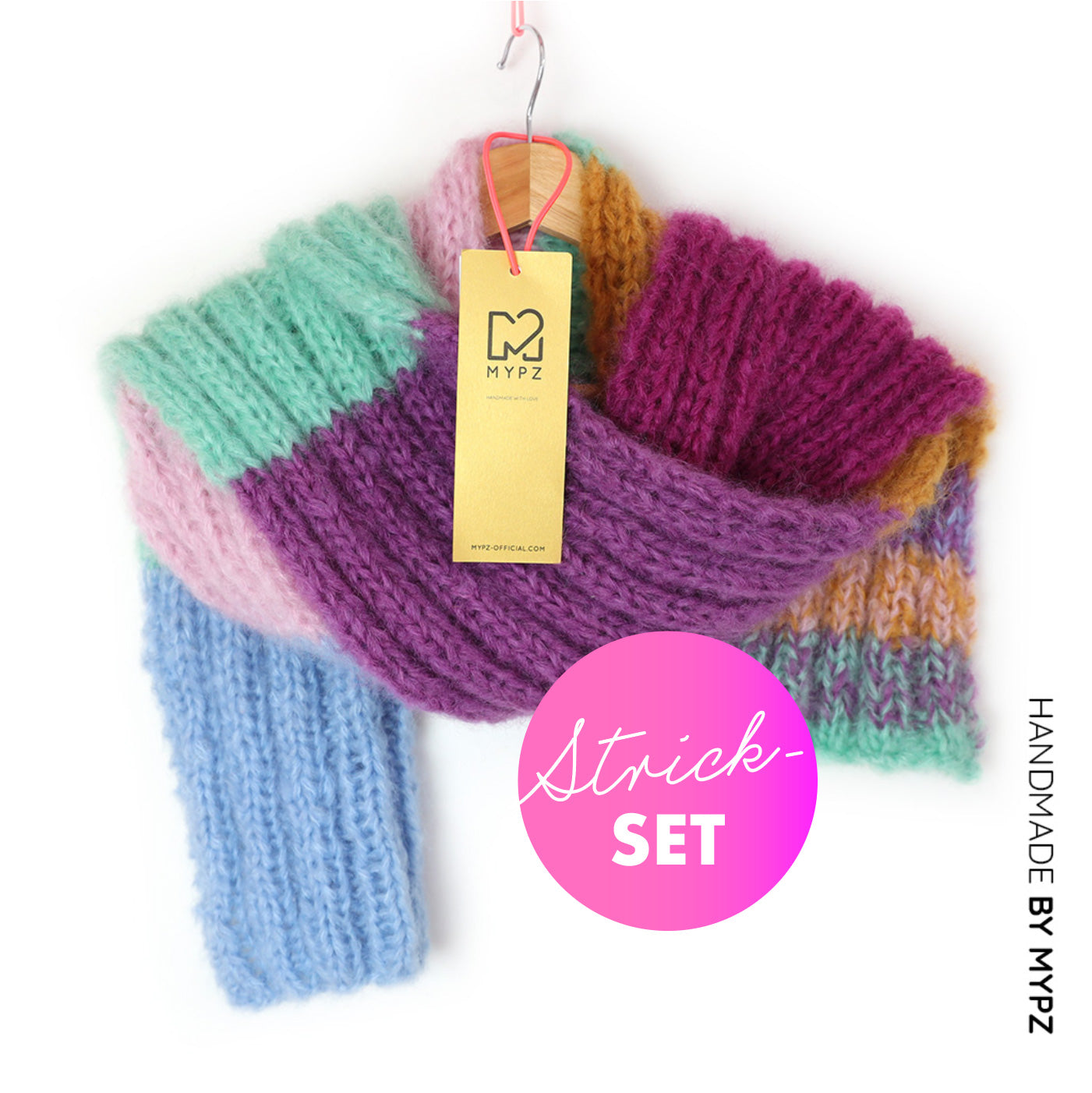 Knitting Kit – Chunky Mohair Scarf Color Pop No9 (ENG-NL-DE)