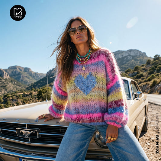 Knitting Kit – MYPZ Short Chunky Alpaca-Mohair Pullover Sunset Rave No15 (ENG-NL-DE-FR-ES)