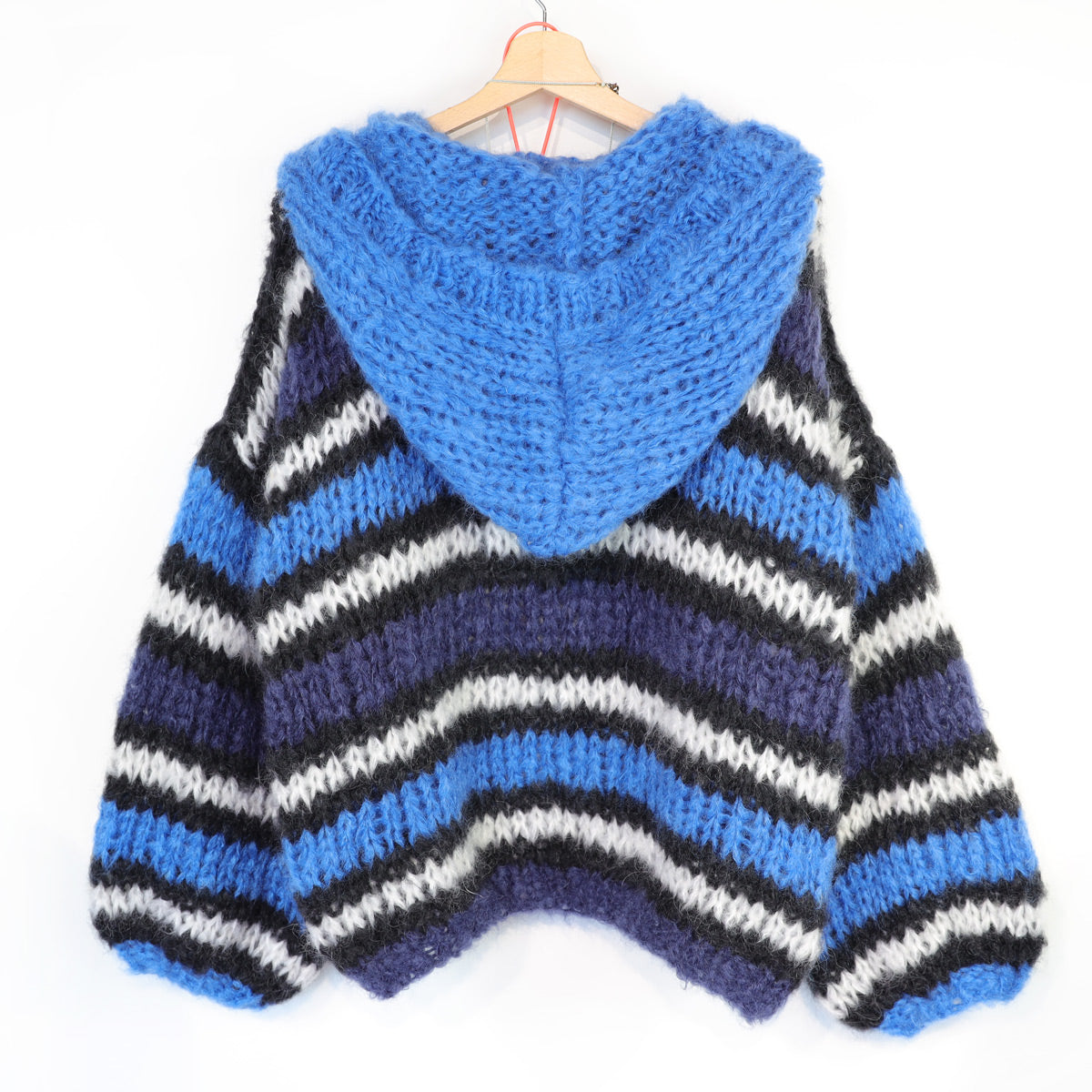 Stickmönster – MYPZ Hooded Chunky Mohair Bomber Cardigan Blue No.15 (ENG-DE-NL-ES-FR-IT-DA-SV-NO)