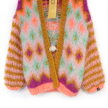 Stickmönster – Chunky Mohair-jacka Flora nr 12 (ENG-DE-NL-ES-FR-IT-DA-SV-NO)