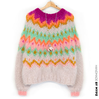 Stickmönster – MYPZ Chunky Topdown Mohair Pullover Snowberry No.12 (ENG-DE-NL-ES-FR-IT-DA-SV-NO)