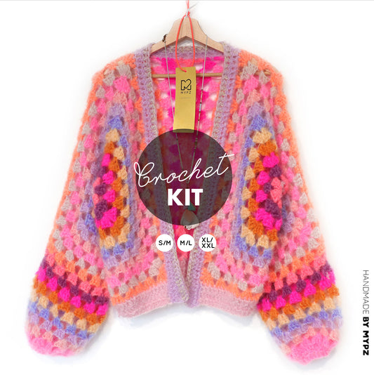 Crochet kit - MYPZ Hexagon Cardigan Pink Vibes (ENG-NL-DE)