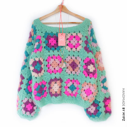 Crochet kit - MYPZ Granny square Mohair pullover Mint (ENG-NL)