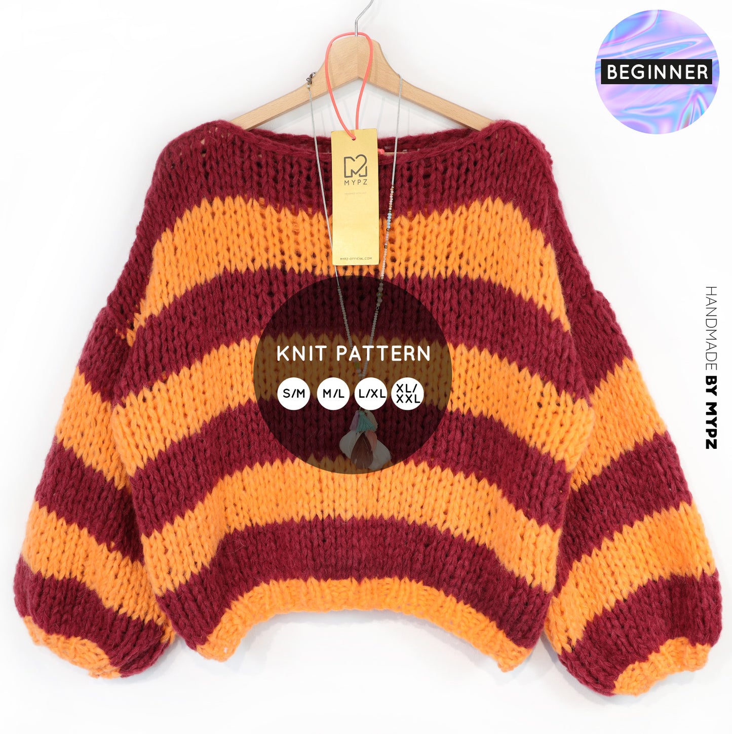 Knitting pattern – MYPZ Chunky Alpaca Pullover Merlot No15 – Beginner (ENG-NL-DE)