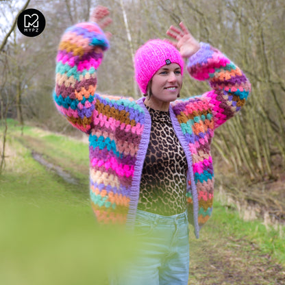 Crochet pattern - MYPZ short Mohair Granny stripes cardigan Fiesta (ENG-NL)