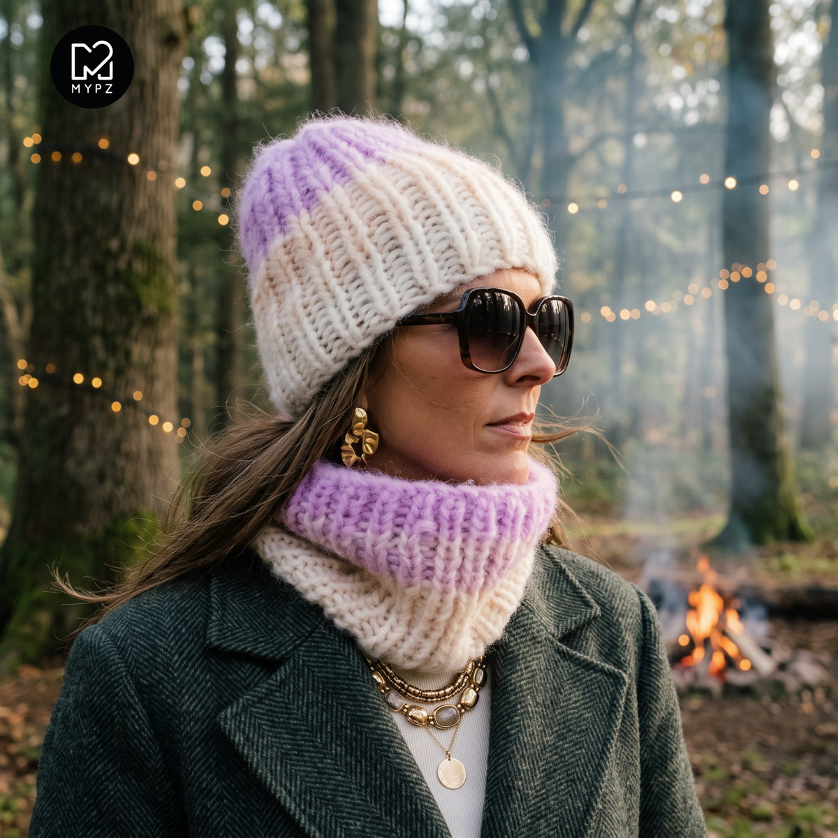 Stickpaket – Graduerad tjock alpackamössa + tubhalsduk Powder (ENG-DE-NL-ES-FR-IT-DA-SV-NO)