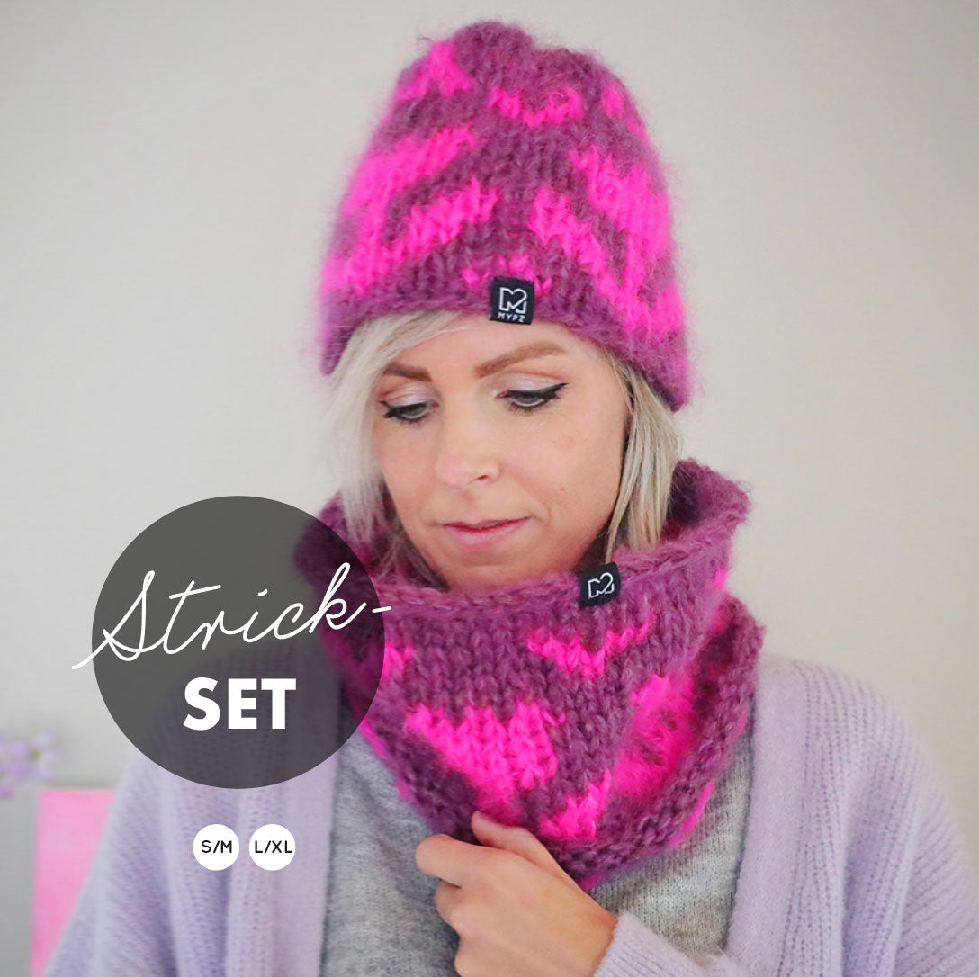 Knitting Kit – Chunky mohair Tulips hat + snood (ENG-NL-DE)