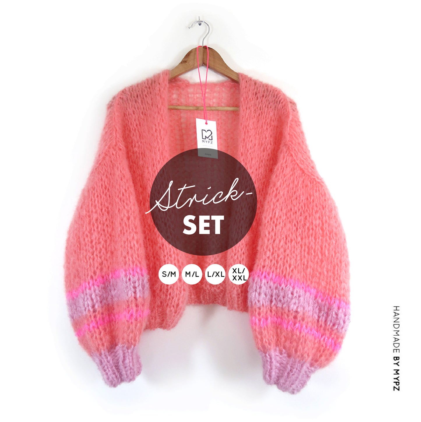 Knitting Kit – MYPZ Short Basic Chunky Cardigan Salmon No.15 – Beginner (ENG-NL-DE)