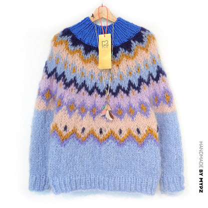 MYPZ Chunky top-down-mohairtröja blåbär