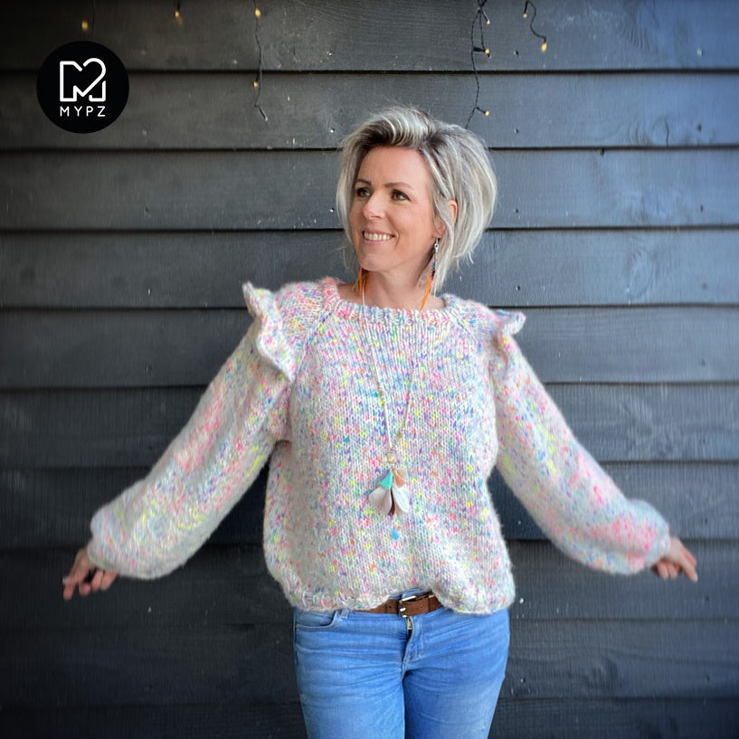 MYPZ Top-down ruffle confetti sweater no6